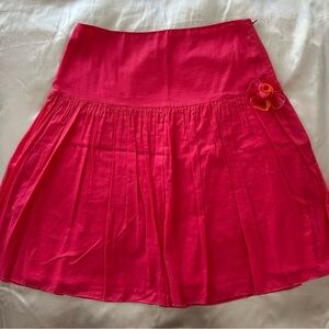 Gianni Bini Vibrant Pink A-Line Skirt with Floral Detail 100% Cotton